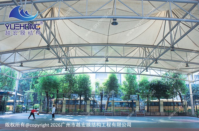 廣州某學校風雨球場膜結構頂棚工程案例